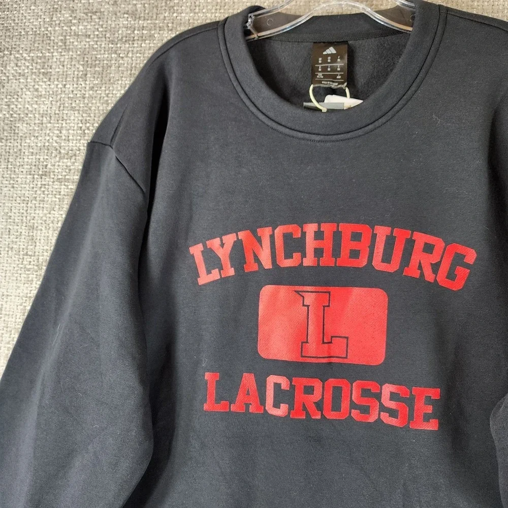Adidas‎ Lynchburg Lacrosse Sweatshirt Mens XL Black Fleece Crew Neck NEW